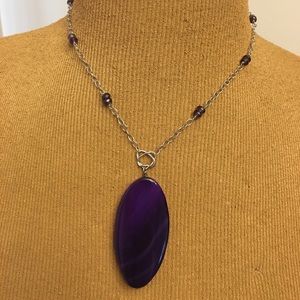 Purple Oval Stoned Necklace